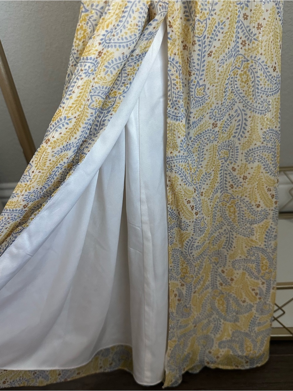 Likely Yellow Paisley Racerback Maxi Dress Size 2 Cutout - Picture 6 of 7